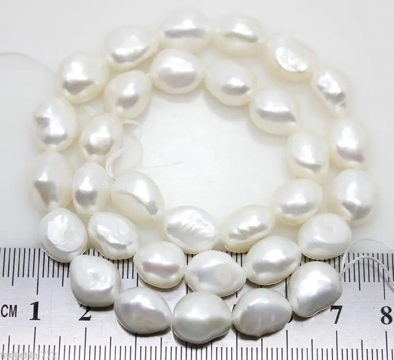 

1 strand 9mm-11mm Natural White Freshwater Baroque Pearl Loose Beads 15'' A