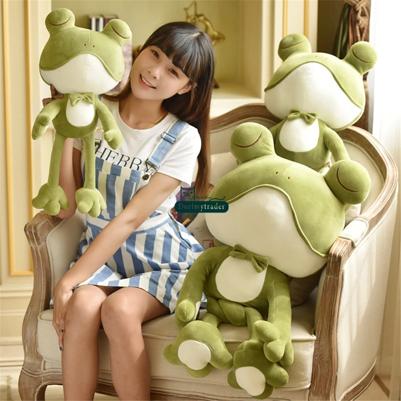 Dorimytrader Pop Lovely Big Cartoon Frog Plush Toys Soft Stuffed Anime Green Frog Doll Animals Pillow for Kids Gift Decoration 50cm 70cm 80cm DY61941 (1)