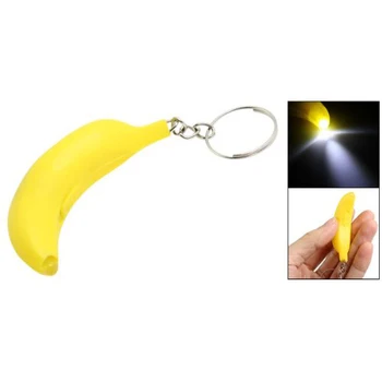 

DSHA New Hot Banana Shaped Plastic Housing LED Flashlight Lamp Pendant Key Ring
