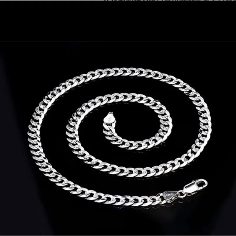 Новинка, модное серебряное ожерелье в стиле хип-хоп с цветком автомобиля, популярная мужская Серебряная цепочка, s925 Стерлинговое Серебро, кубинская цепочка - Окраска металла: 8MM 50CM  31G