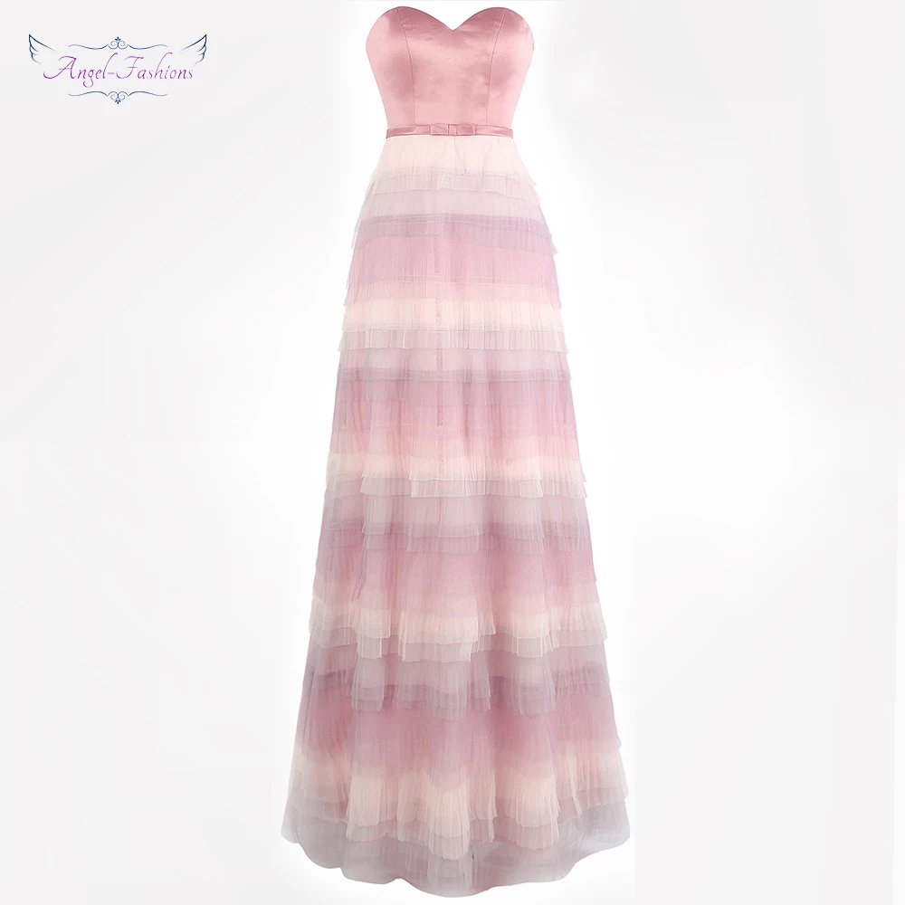 Angel Fashion женские многоуровневые контрастные цвета Вечерние платья бант пояса