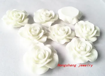 

20mm 100pcs/lot white color resin rose flower (back perforation) for chunky beads necklace jewelry making
