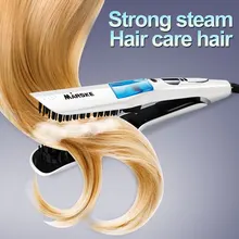 Steam Hair Straightening brush ,Fast Electric Smooth Brush Ceramic Hair Straightener Comb Steam Flat Iron with LCD display rucha ceramic electric hair brush hair straightener straightening flat iron comb digital control heating brushes high quality