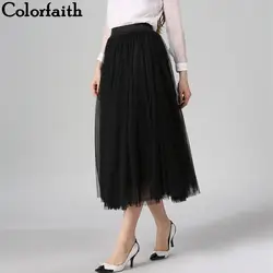 Женская юбка-пачка 2016 Новая модная женская многослойная юбка Повседневная бальная юбка с высокой талией Элегантная Дамская Длинная Юбка