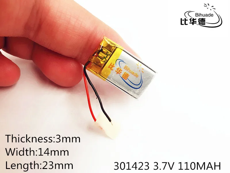 

li-po 3.7V polymer lithium battery 301423 110MAH MP3 headset small speaker toy