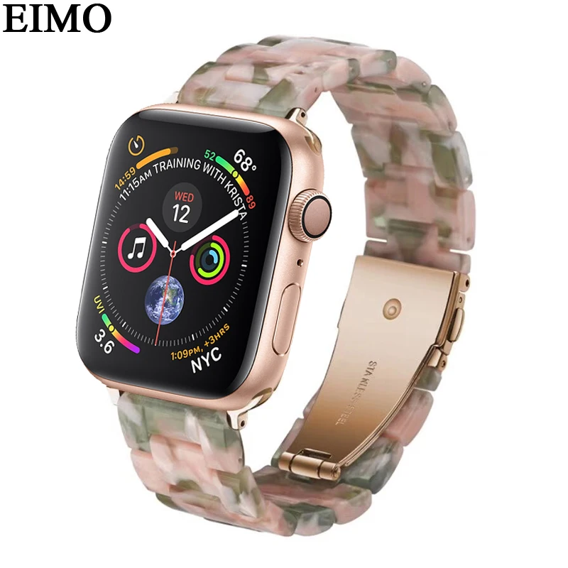 

EIMO Imitation ceramic strap For apple watch band 44mm 40mm iwatch 4 Wrist bracelet stainless steel buckle Belt Watchband