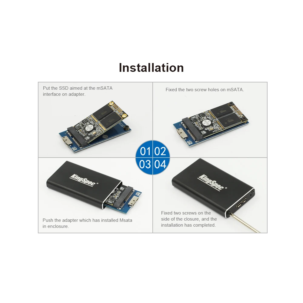 KingSpec mSATA SSD к USB 3,0 внешний черный корпус для жесткого диска HD жесткий диск коробка для хранения Чехол адаптер подходит 30 мм* 50 мм mSATA SSD