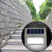 Нержавеющая сталь светодиодный солнечный светильник 3 светодиодный Водонепроницаемый наружный настенный светильник дешевые и прочный внутренний двор путь забор лестничных осветительных Solaire