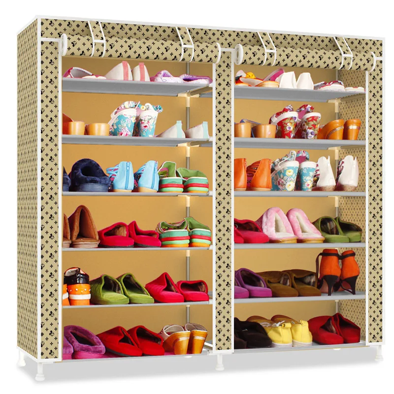Minimalist Shoe Rack Double Row 6 Layer Thicken Oxford Cloth Shoe Cabinet Dustproof Shoe Organizer Storage Furniture