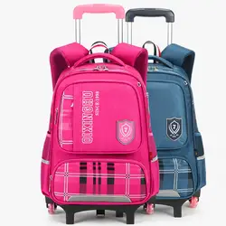 Детская рюкзак Детский рюкзак с колесом лестницы школьная сумка-Тележка ранцы дети колесных Книга сумка для обувь мальчиков девочек Mochilas
