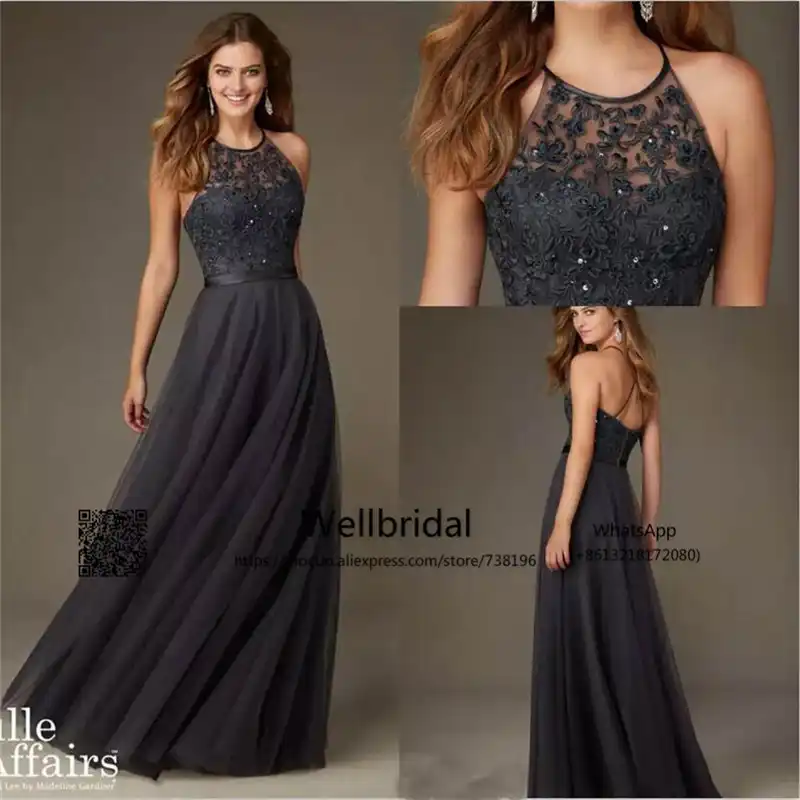 dark gray bridesmaid dresses