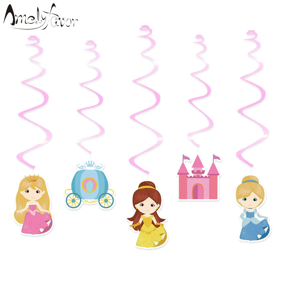 

Princess Ceiling Hanging Swirl Decorations Cutout Baby Shower Girl Party Supplies DIY Decor Event Party Festive