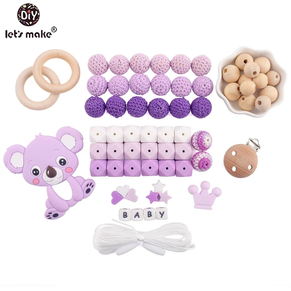 

Let's Make 1set Silicone Teething Koala Pendant DIY Crafts Silicone Beads Food Grade Teether Making Bracelet Baby Products