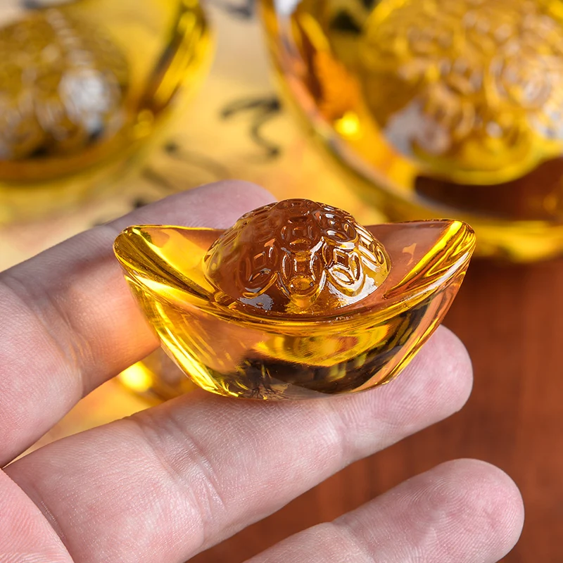 1 шт. 50 мм китайский золотой слиток орнамент Lucky Yuanbao Fengshui Декор талисман