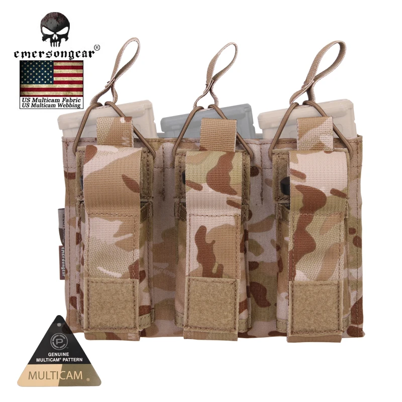 

Emersongear Genuine Multicam Fabric 5.56 Pistol Triple Open Top Magazine Tactical pouch military army CS combat gear EM6363
