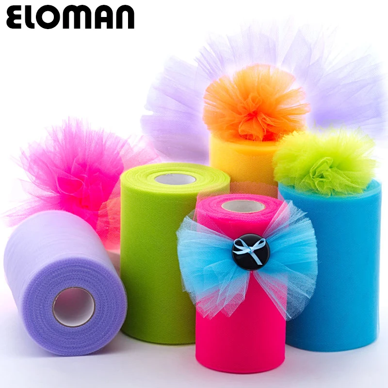 ELOMAN 6 дюймов 100 ярдов тюлевые рулоны для свадебного декора платье пачка ручной