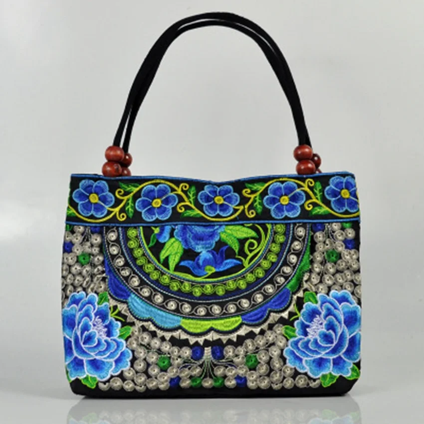 New Yunnan ethnic wind canvas embroidery bag wholesale handbags handbags embroidered wooden ...