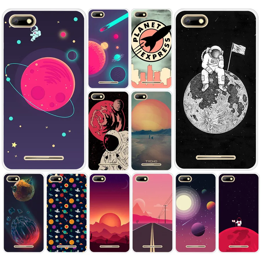 

255AD Space Moons Cartoon Hard Transparent TPU Silicone Case cover for BQ Strike 5020 BQ Aquaris X X5 Plus