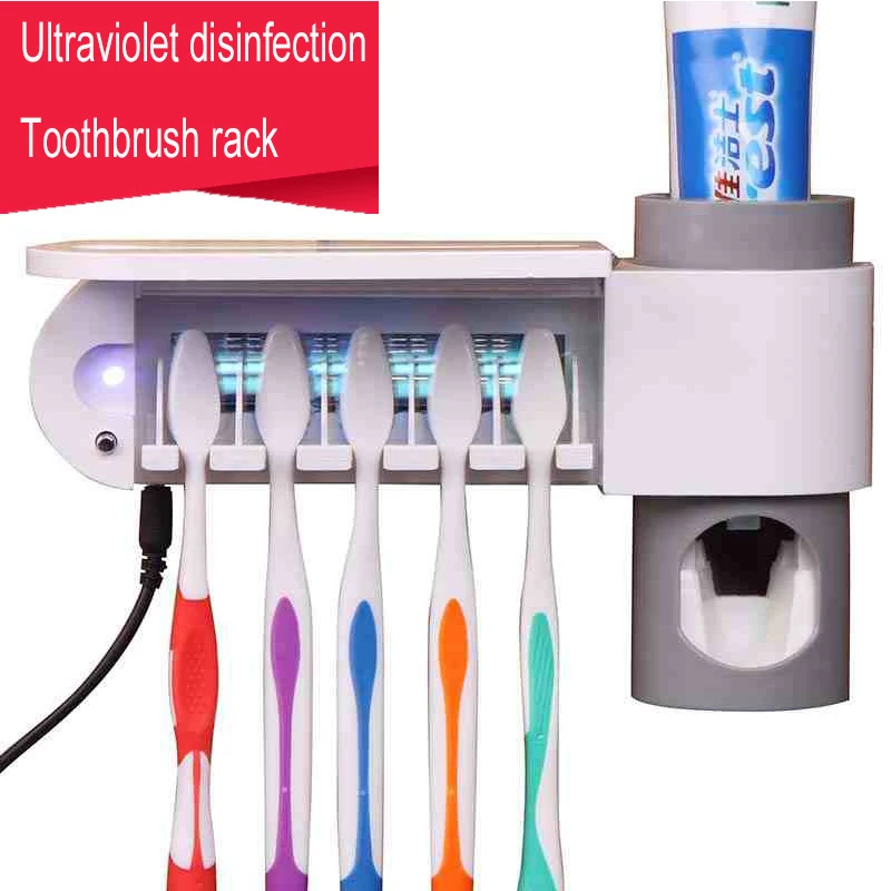 

QQJJAutomatic Toothpaste Dispenser Sterilizer UV Lamp UV Toothpaste Squeezer Toothbrush Holder Cleaner For Family Hotel Bathroom