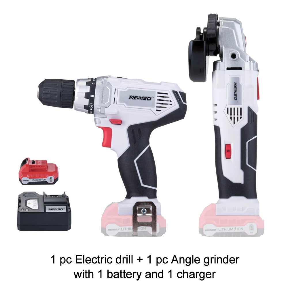 

2-Piece KEINSO 12-Volt Lithium-Ion Cordless Power Tool Combo Kit Angle grinder/Drill Combination with 1 Battery and 1 charger