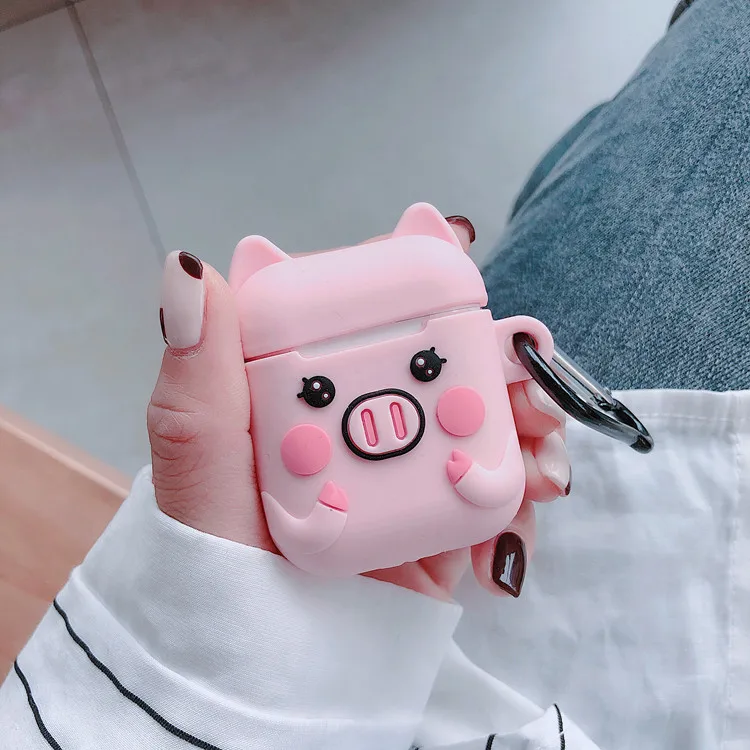 For Apple New AirPods Cute animal Protective Cover Silicone Box For AirPods 2019 Wireless Earphone Charging Box Shockproof Case