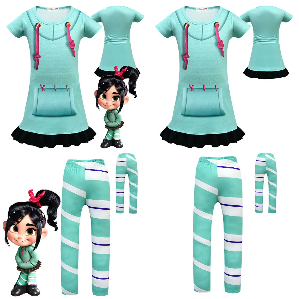Ральф ломает Интернет: Wreck-It 2 Vanellope von Schweetz Косплей Костюм Детское платье для