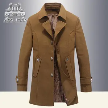 

Original Brand AFS JEEP Trench Men Coat Long Style Casual Business 2017 New Autumn Overcoat sobretudo masculino Mens Jackets