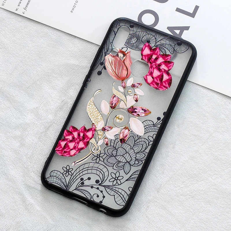3D цветок цветочный кружево чехол на huawei honor 10 lite чехлы красивый принт пластик