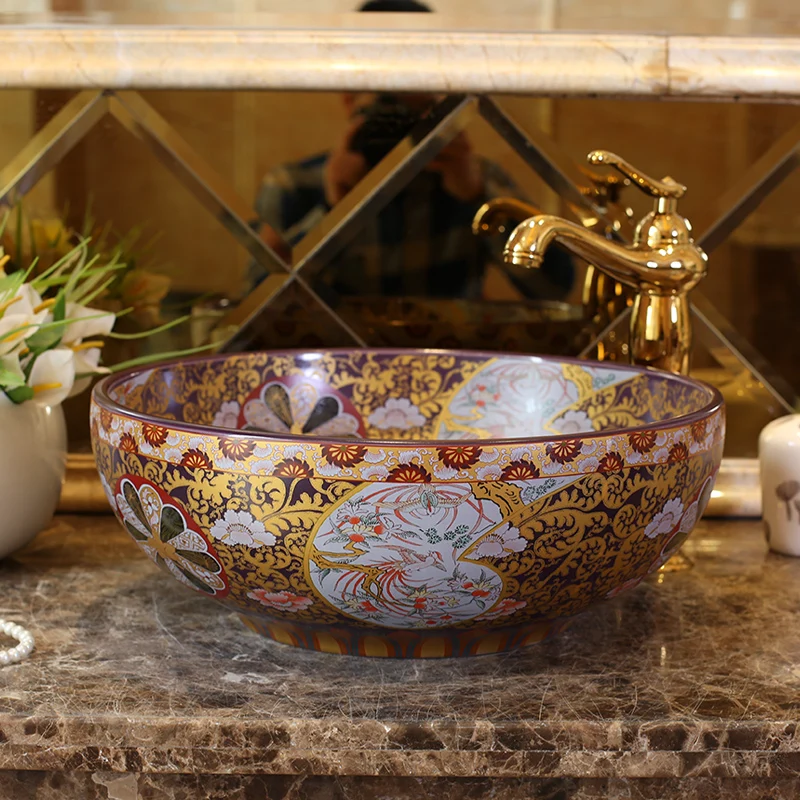 Europe Vintage Style Ceramic Art Basin Sink Counter Top Wash Basin