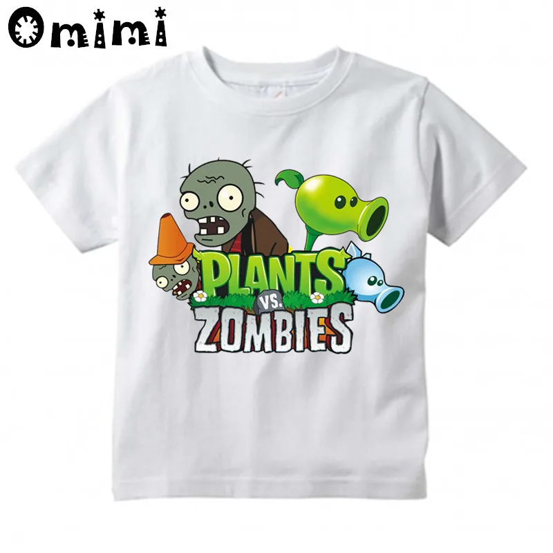 

Children Game Plants Vs Zombies Design T-shirts Boys/Girls Summer White T shirts Kid Clothing Toddler Short Sleeve Tops