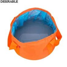 1 Pcs Portable Travel Foldable Bucket bag Oxford cloth 15L outdoor washbasin Multicolor Convenience Unisex Water Bucket Pouch