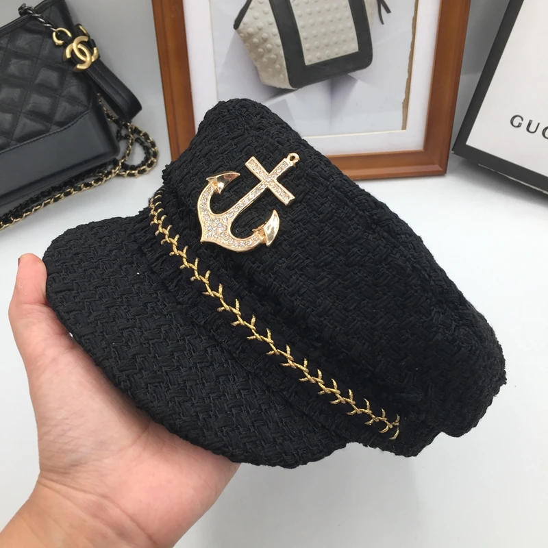 

The spring and autumn period and the new small sweet wind flat knitted navy cap students leisure fashion hat sailor cap