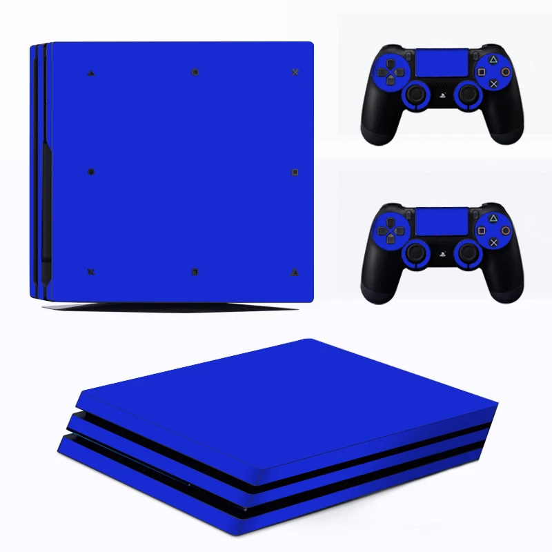 Сплошной цвет наклейка консоли кожного покрова для Playstation 4 Pro консоли PS4 про кожу наклейки контроллер светодиодный защитный - Цвет: Темно-синий