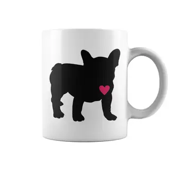 

Frenchie Heart Mug White 11 Oz Funny Coffee Mug