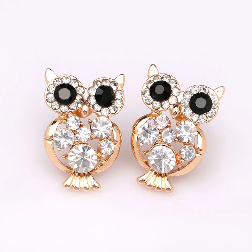Hypoallergenic fashion personality owl rhinestones earrings alternative