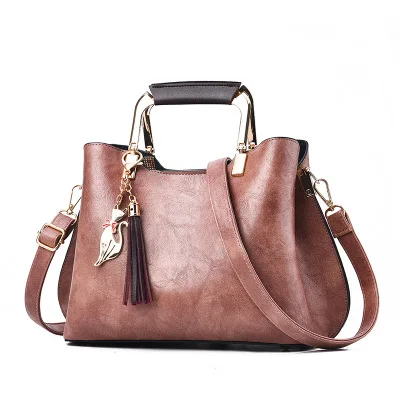 Женская сумка, женские сумки, роскошная женская кожаная сумка, сумка-мессенджер, дизайнерские новые сумки для женщин и корейский стиль, с кисточками - Цвет: Розовый