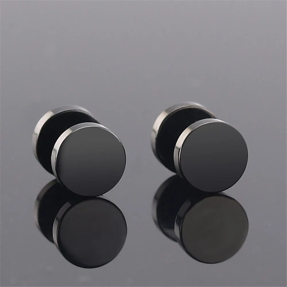 

Punk Round Barbell Stud Earrings for women Fashion Dumbbell men Earrings black male female stainless steel jewelry accessories