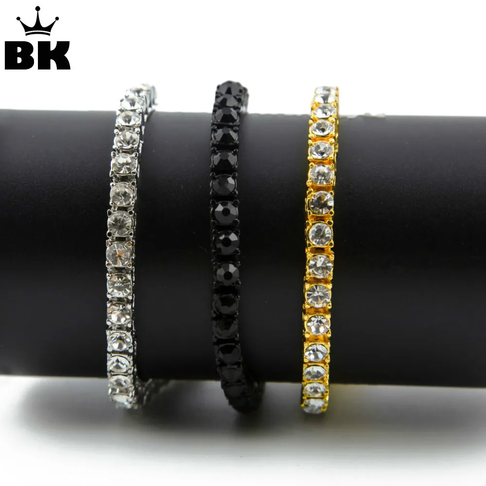 Браслет со стразами Iced Out 1 ряд мужской браслет в стиле хип хоп с прозрачными 8