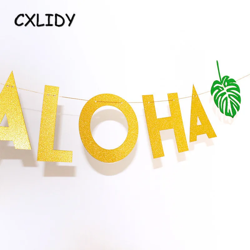Hawaiian Party ALOHA Letter Turtle Leaf Banner Pineapple Balloon Flamingo Straw Honeycomb Ball Paper Lantern Decoration qq096 (42)
