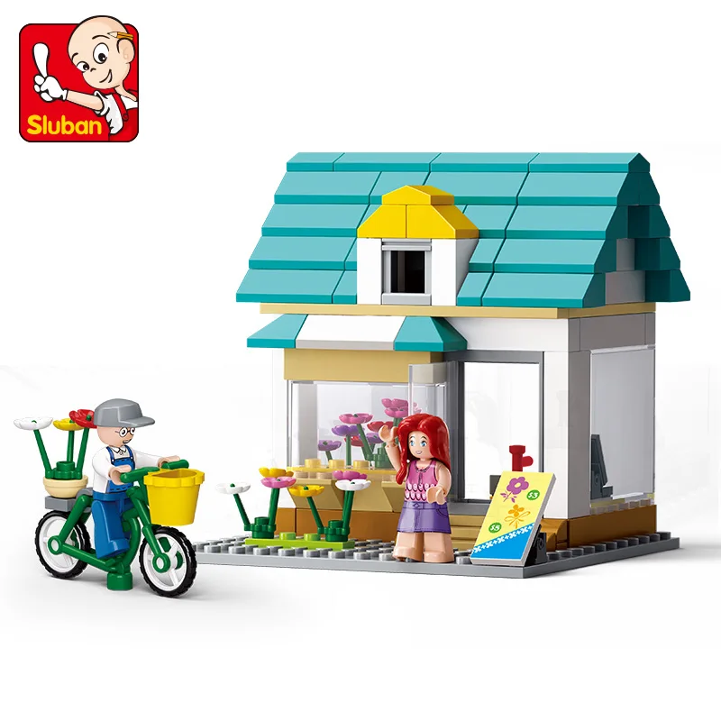 Sluban Building Block город цветочный магазин 149 шт. Развивающие игрушки Кирпичи мальчик подарок-не коробочный