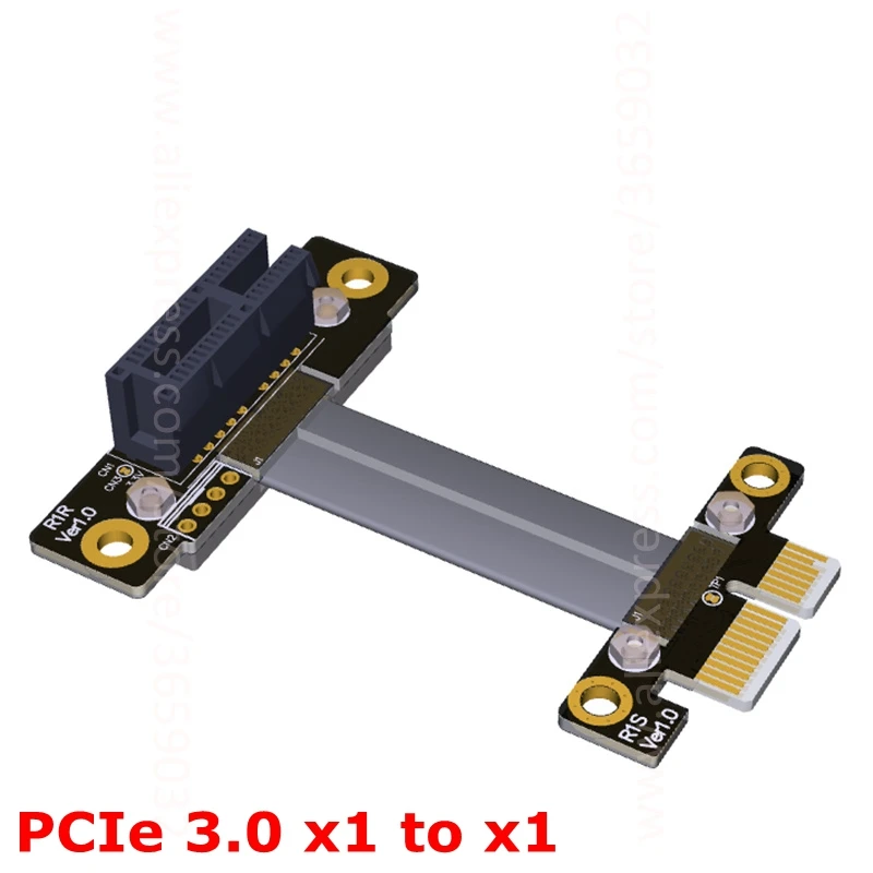 

Right angled PCIe 3.0 x1 to x1 Extension cable EMI Shielding 8G/bps High speed PCI Express 1x Riser Card Extender Ribbon Cable