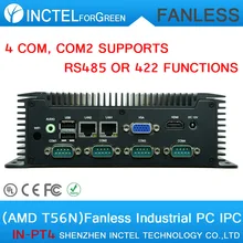 Безвентиляторный Встраиваемый Компьютер с AMD T56N МПК 4 COM 2 Gigabit Lan Low power DC 12 V COM2 поддерживает RS485 RS422 особенности