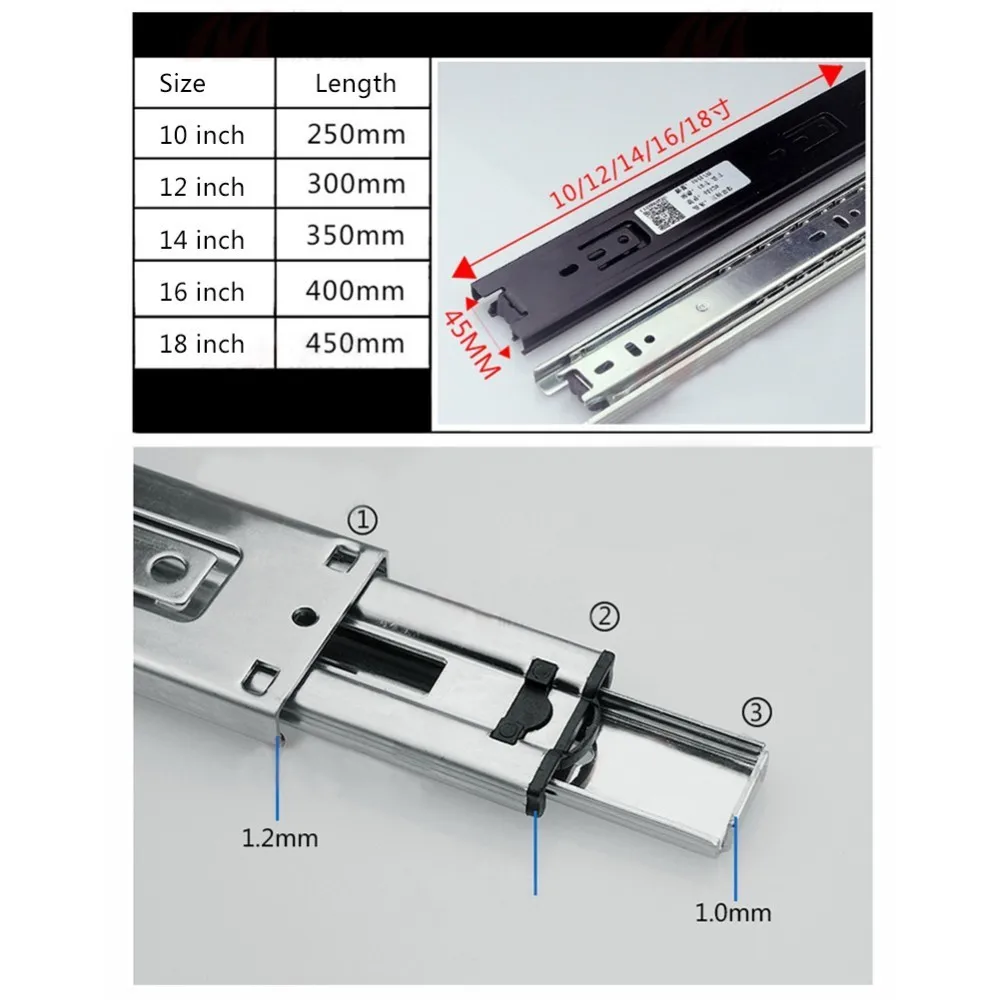 Бесплатная доставка ящик трек, ящик слайд, Три рельса ящик, направляющая, направляющая, мебельная фурнитура фитинги, проскальзывание