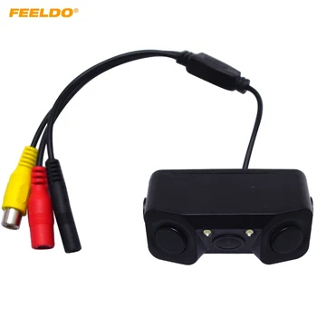 

FEELDO Auto 3 in 1 Sound Alarm Reverse Backup LED Parking Radar 2 Sensors Rearview Camera Video Parking System #FD-4365