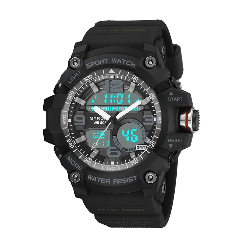 SYNOKE brand men Sports Watches Large Dial Digital Quartz LED Military Waterproof Men Wrist Watch Clock relojes hombre O29#N (2)