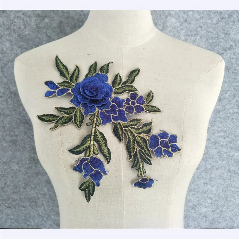 New style blue floral applique embroidery decorated diy lace collar New style blue floral applique embroidery decorated diy lace collar