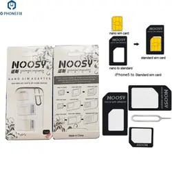 PHONEFIX 4 в 1 Noosy Nano sim-карта адаптер Micro SIM Адаптеры Выталкивающая шпилька ключ для Iphone 5 6 6 S 7 8 X samsung