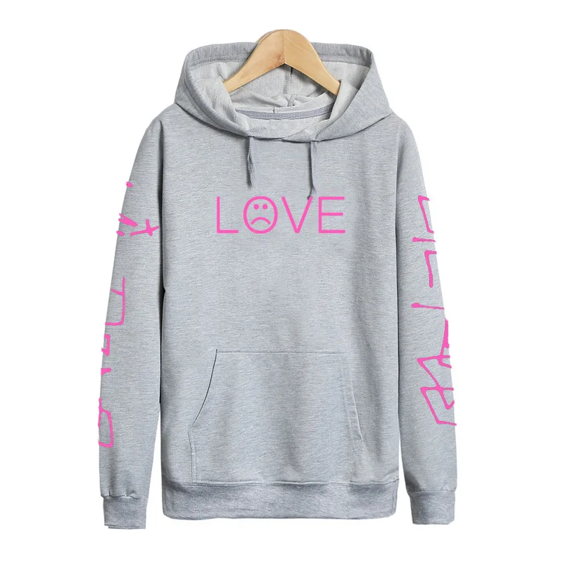 Pkorli Lil Peep Love толстовки мужские женские свитшоты пуловер с капюшоном повседневные женские Homme Harajuku Модные свитшоты рэпер худи - Цвет: gray pink