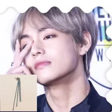 1 шт. Новая Мода KPOP Bangtan ДНК V Ким Тхэ Хён нержавеющая сталь кисточка на длинной цепочке серьги корейский ювелирные изделия