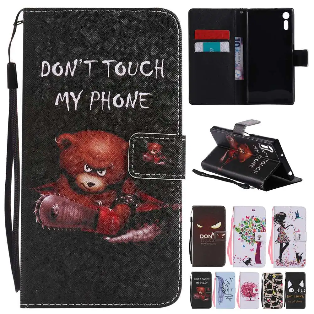 for Sony Xperia XZ Leather Case Wallet 5.2 Cartoon Phone Cases Cover Accessories | Мобильные телефоны и аксессуары